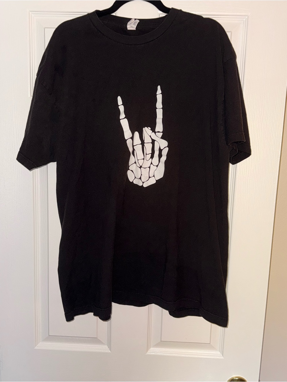 Tultex Black Tee with White Skeleton Hand Graphic